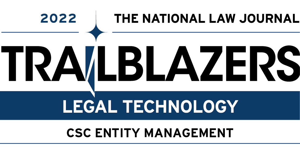 Award for the 2022 Trailblazers in legal technology in Entity Management from The National Law Journal
